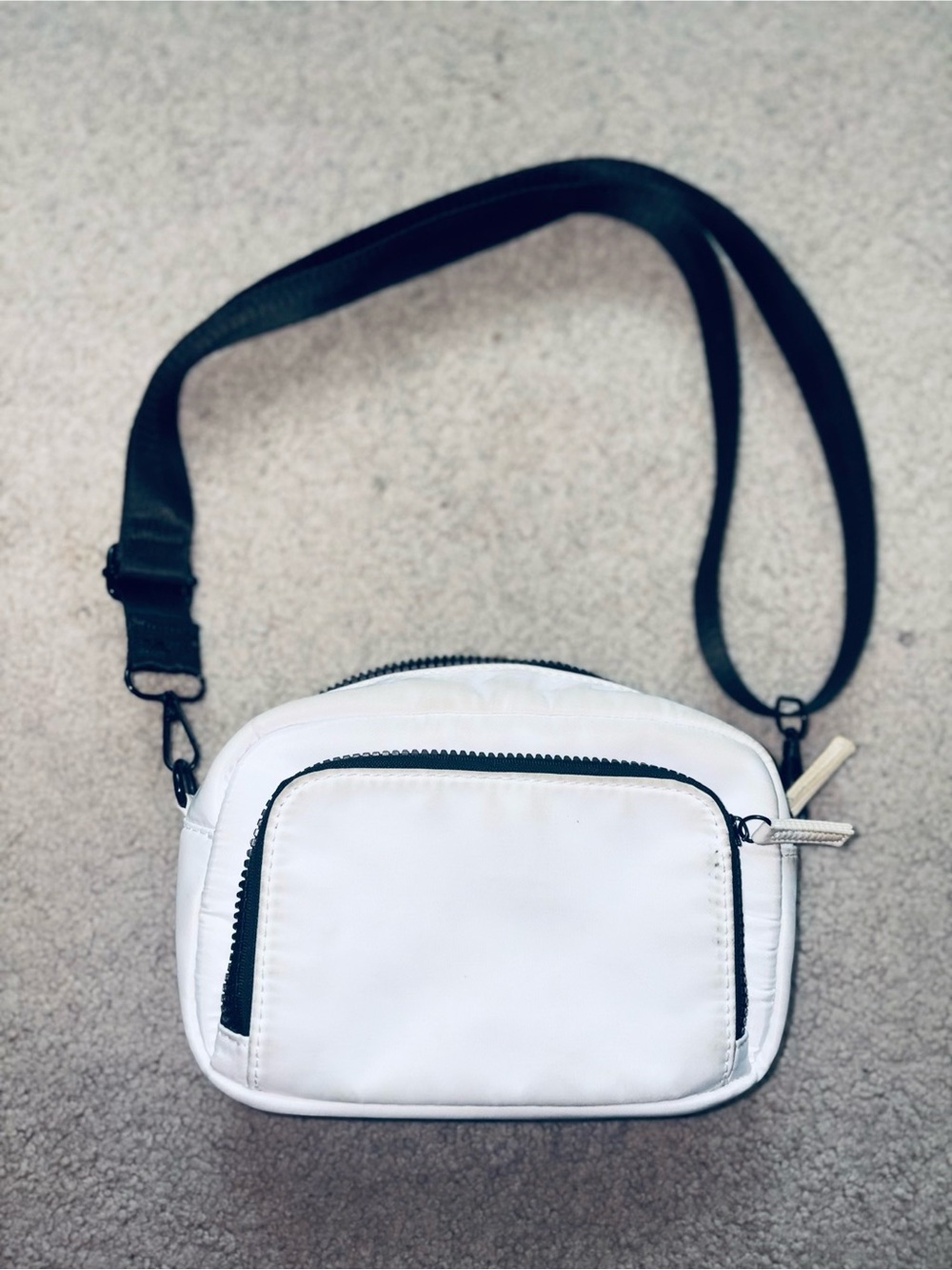 Ardene White Crossbody Bag with Black Strap
